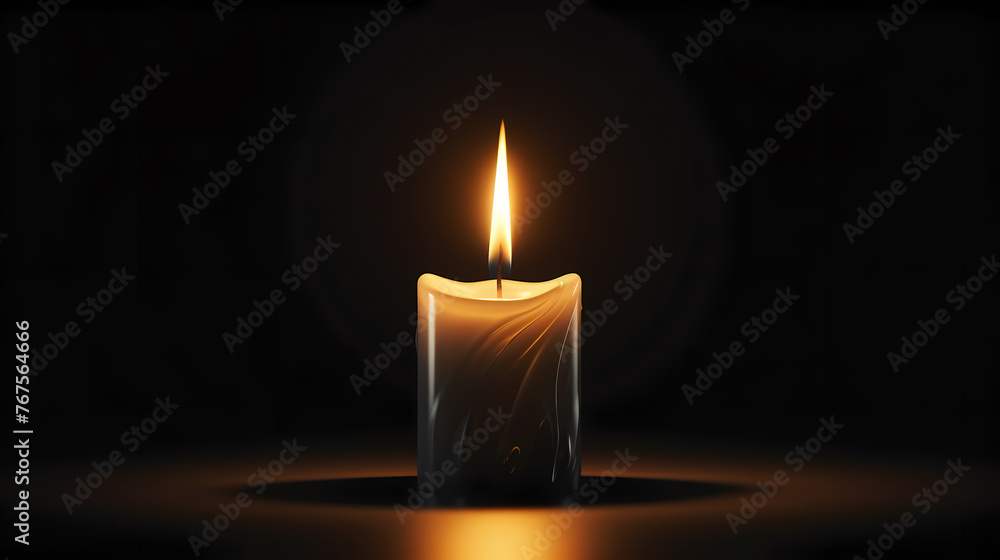 A lonely candle illuminates the foggy room with its beam A lonely candle illuminates the foggy room with its beam