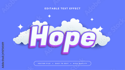 White and purple violet hope 3d editable text effect - font style