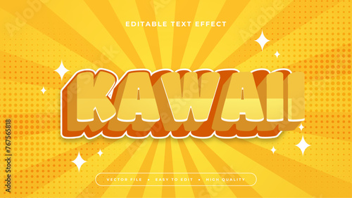 Orange yellow and white kawaii 3d editable text effect - font style
