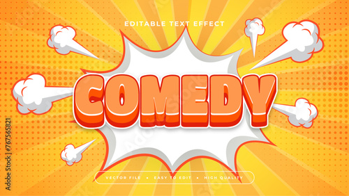 Yellow orange and white comedy 3d editable text effect - font style