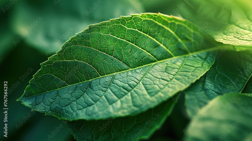 Close-Up of Detailed Green Leaf Texture Background Close-Up of Detailed Green Leaf Texture Background