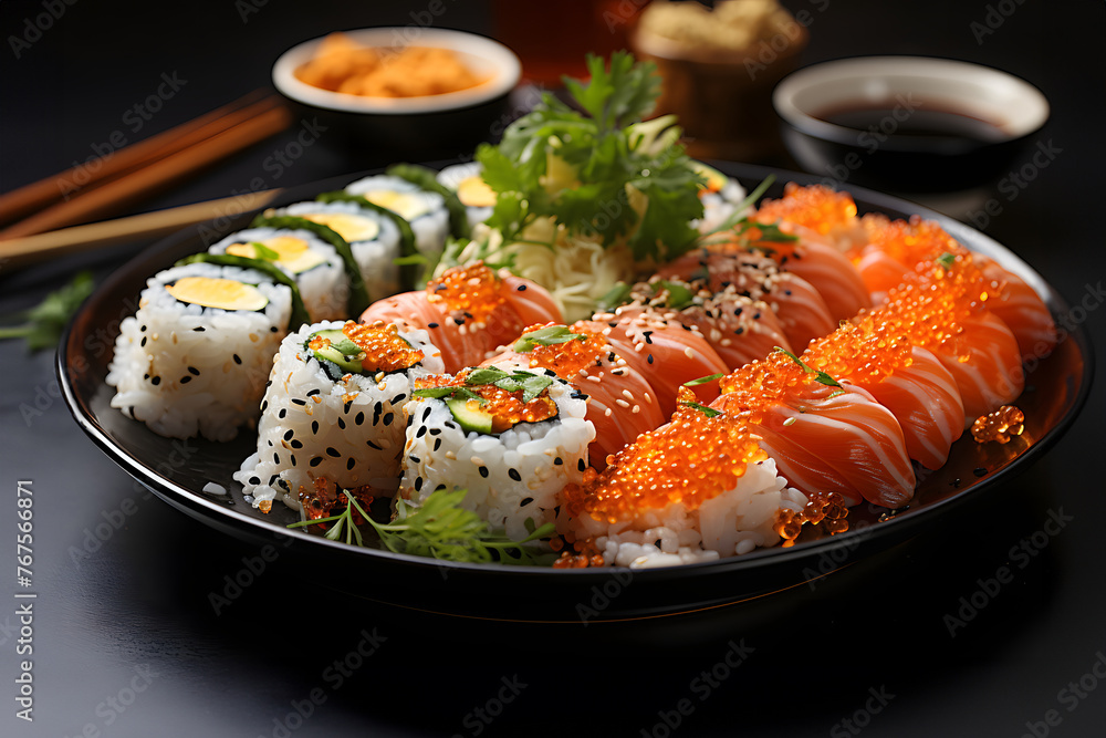 apanese sushi food. Maki ands rolls with tuna, salmon, shrimp, crab and avocado. assorted sushi. Rainbow sushi roll, uramaki, hosomaki and nigiri apanese sushi food. Maki ands rolls with tuna, salmon, shrimp, crab and avocado. assorted sushi. Rainbow sushi roll, uramaki, hosomaki and nigiri