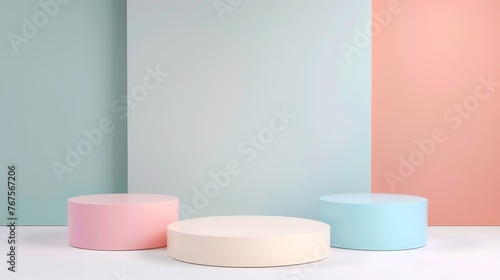 Blank product stand on pastel colors background  3d render  Generative ai