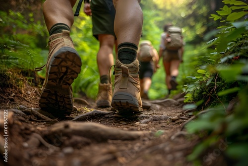 Hikers' Steady Tread: A Connection to Earth's Tranquil Wilderness