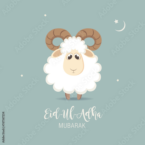Greeting card for Muslim Community Festival of Sacrifice Eid-Ul-Adha. Vector illustration