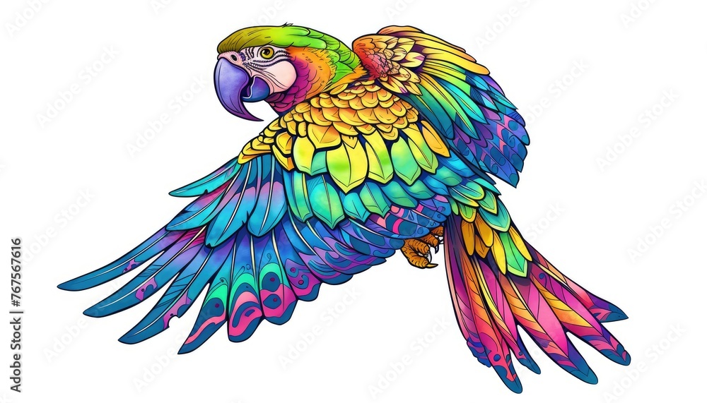 Multicolored Macaw Vector Art
