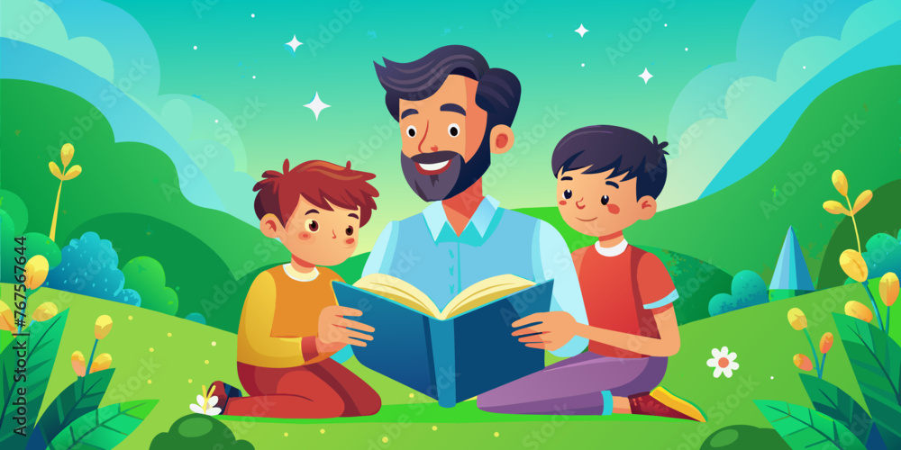 The Nighttime Adventure: A Young Father Reads a Fairy Tale (Father's Day - June 16th, International Men's Day - November 19th, National Tell a Fairy Tale Day - February 26th)
