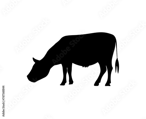 Cow silhouette character vector illustration icon. Cow logo milk pictogram beef black bull farm animal icon