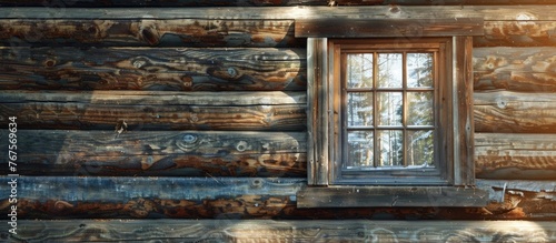 Wallpaper Mural Vintage wooden window on a wall of a log house. Different perspective Torontodigital.ca