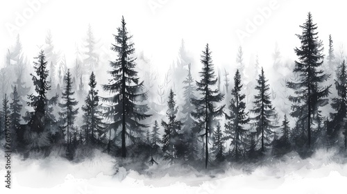 Tranquil Forest Silhouette Horizon 