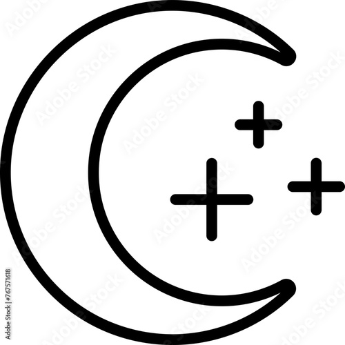 Night Line Icon Design Vector Ramadan