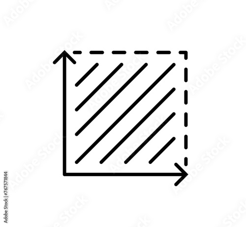 Square area icon space stroke. Floor height room construction square house m2 size icon