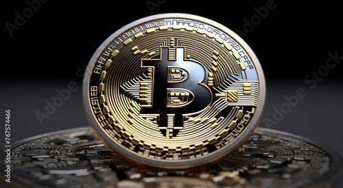 Golden, Chrome and Silver Bitcoin Coins, virtual cryptocurrency, digital investment symbol, isolated on white background. Bit coin logo symbol