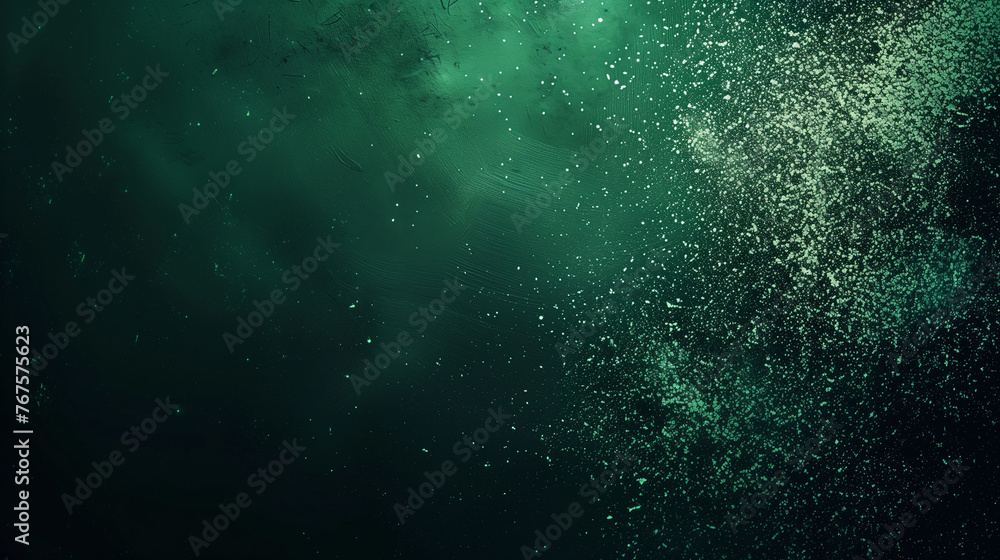 Dark green color gradient grainy background, illuminated spot, noise texture effect, wide banner size