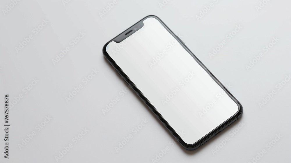 Cell Phone With Blank Screen on White Surface Cell Phone With Blank Screen on White Surface
