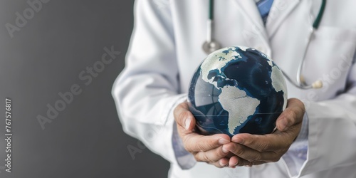 doctor hand holding globe, medical planet 