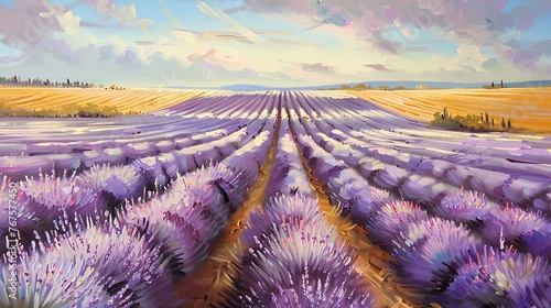 Sunrise Over Lavender Fields Painting