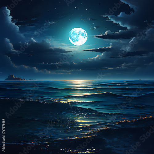 moon and sea