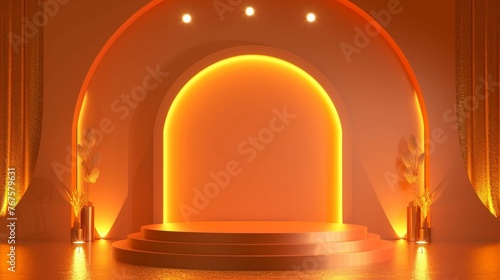 Stage With Podium and Lights