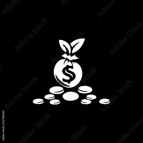 Money Bag on black background, vector illustration logo 