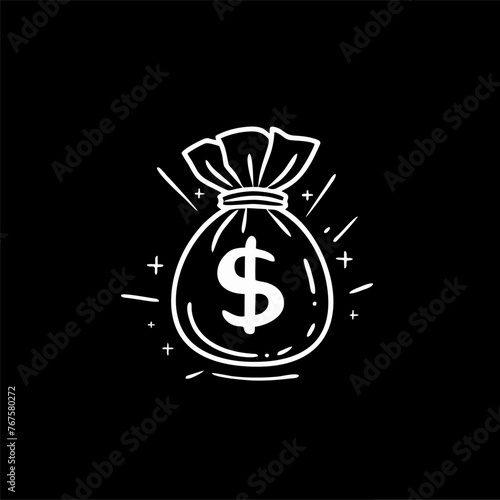 Money Bag on black background, vector illustration logo 