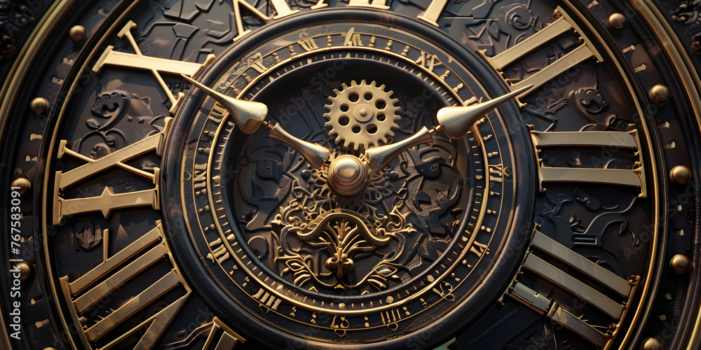 Clockwork gears meticulously intertwined with floating mathematical symbols, suggesting the precision and unity between time and math Vintage  old Golden background 