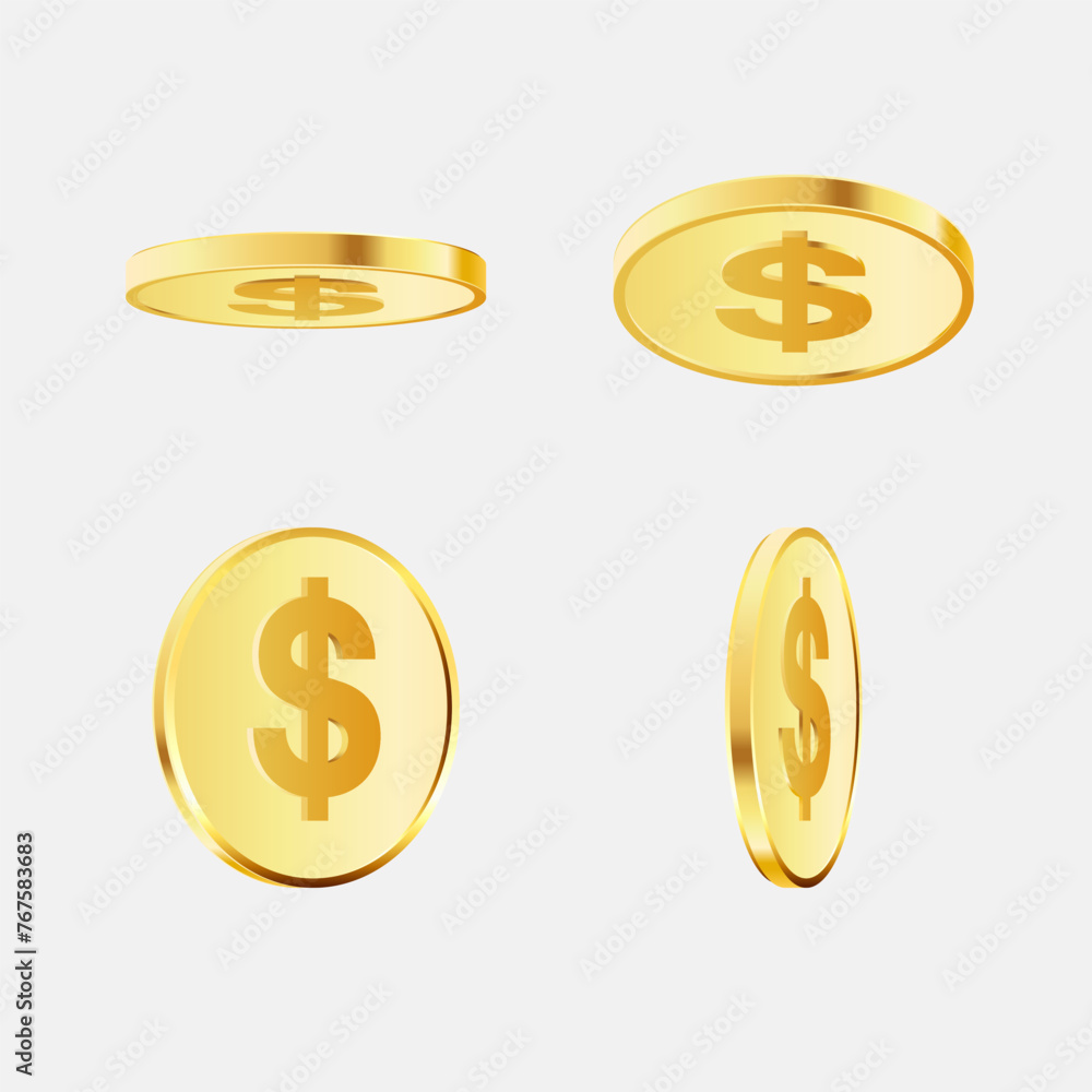 Set of stacked gold blank metal coins, 3D realistic money, cash, treasure heap. Game assets, payment signs, bank, finance symbols vector illustration isolated on white background Set of stacked gold blank metal coins, 3D realistic money, cash, treasure heap. Game assets, payment signs, bank, finance symbols vector illustration isolated on white background