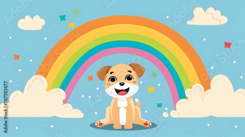 dog with rainbow background © irawan