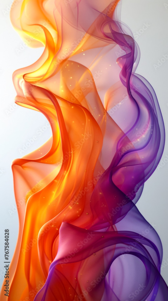 A colorful flame with orange and purple hues