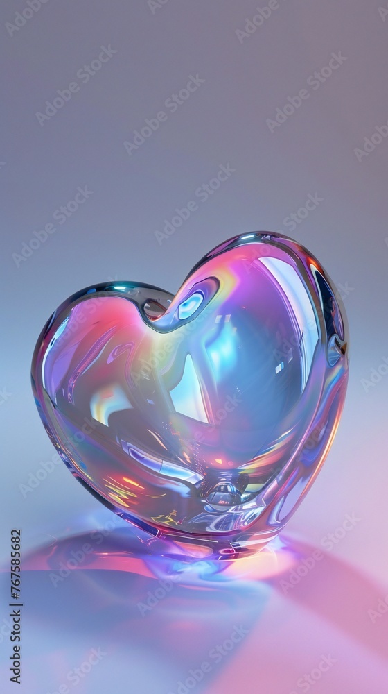 Single 3d heart holographic in Y2K style, vertical
