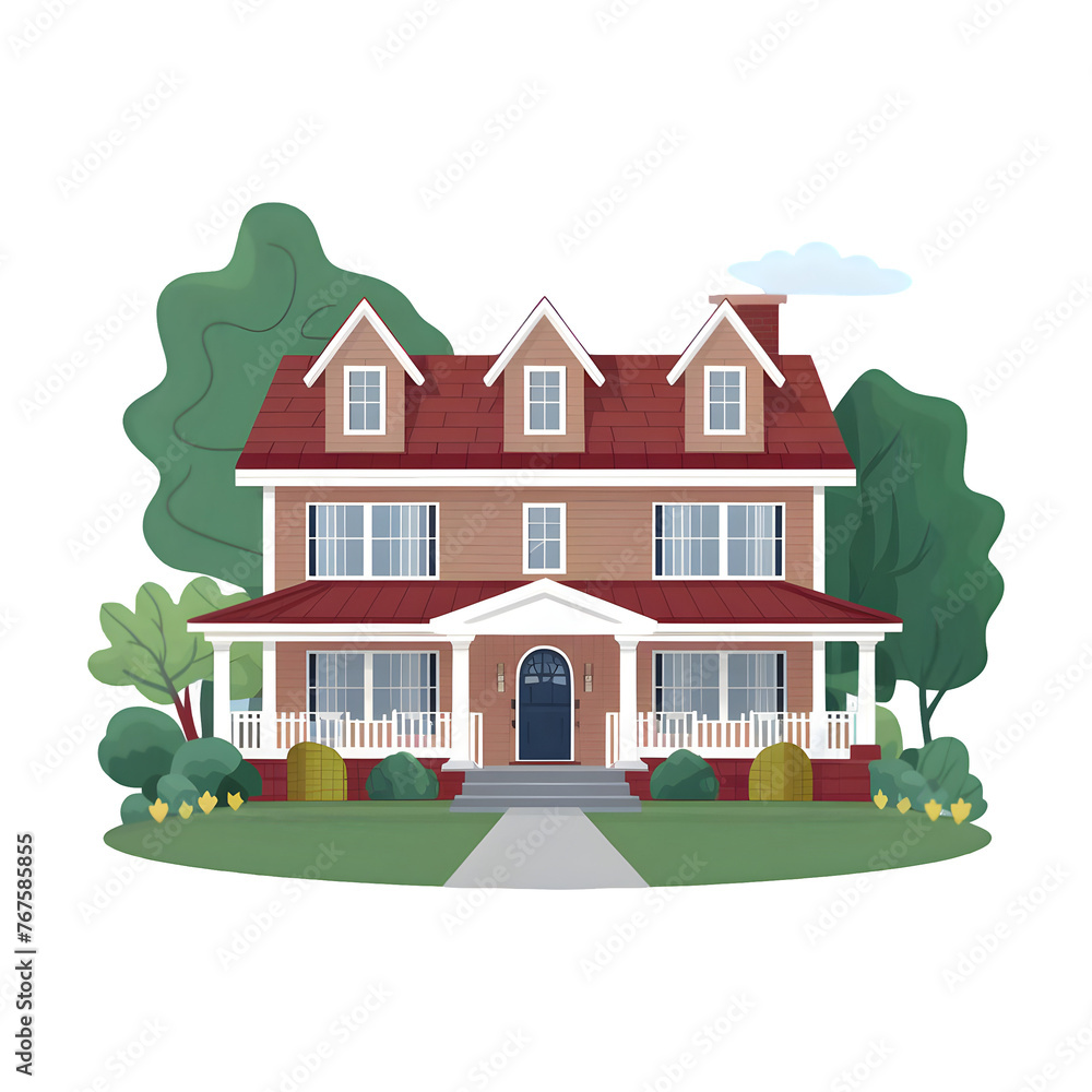 Cape cod house png isolated on transparent background