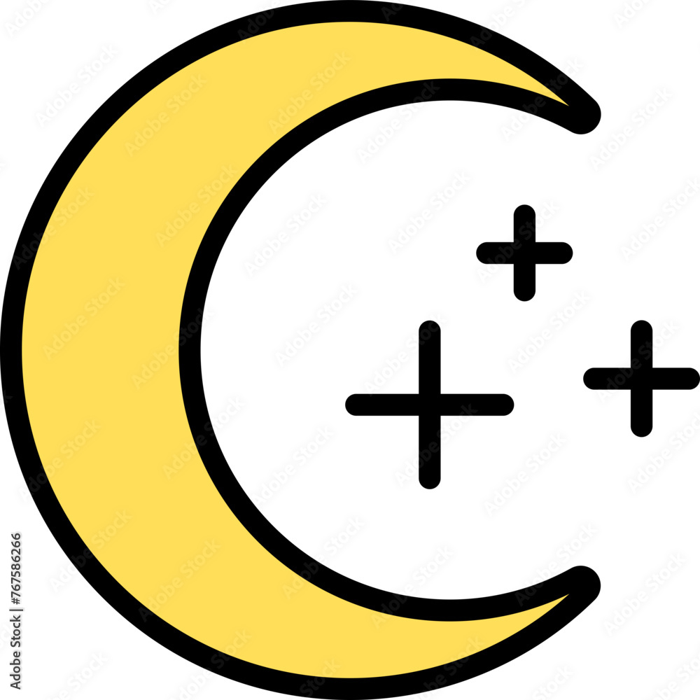 Fototapeta premium Night Colored Outline Icon Design Vector Ramadan