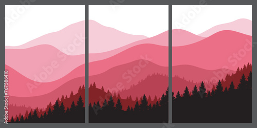 Mountain colors, translucent waves, sunset, abstract glass shapes, modern background, design vector illustration