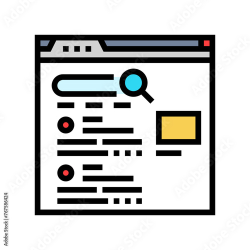 serp search engine results page color icon vector. serp search engine results page sign. isolated symbol illustration