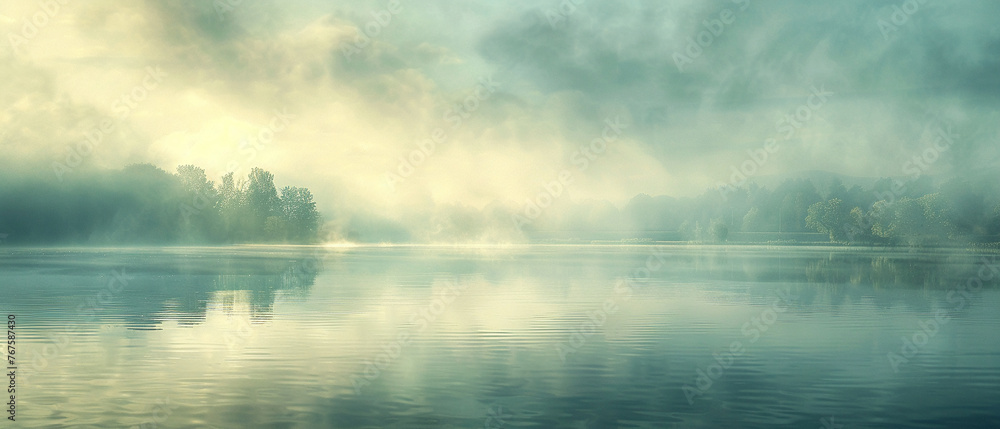 Soft abstract morning mist, elegant serene landscape