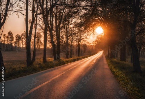 Roadside Serenity, Sunset Amongest Trees.