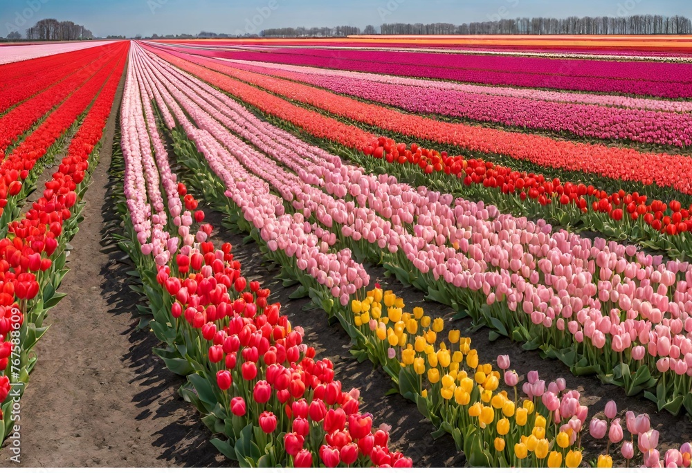 Spring Radiance, Tulip Fields in Full Bloom