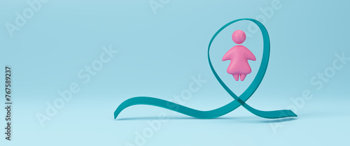 World Day of Ovarian Cancer, May 8, uterus reproductive system, Ovarian cancer illness in women's health, Gynecological, Uterine cancer, Vulvar cancer, Panic disorder.Copy space.3d render illustration photo