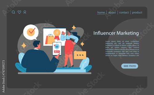 Influencer Marketing concept illustration. Showcases the power of social media