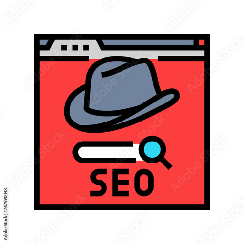 black hat seo color icon vector. black hat seo sign. isolated symbol illustration photo