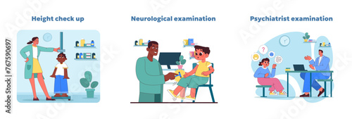 Child health check set. Vector illustration