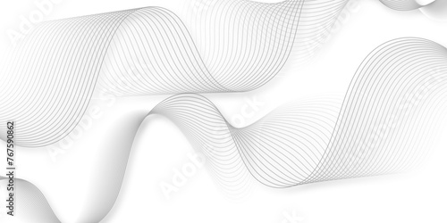 White wave curve lines banner background design. Abstract soft wave lines dynamic flowing gray light isolated background. Vector Illustration of the gray pattern of lines. Black stripes on white