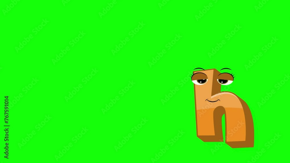 Cartoon style letter h 2d animation with green screen background, h alphabet dancing letters for little kids Cartoon style letter h 2d animation with green screen background, h alphabet dancing letters for little kids