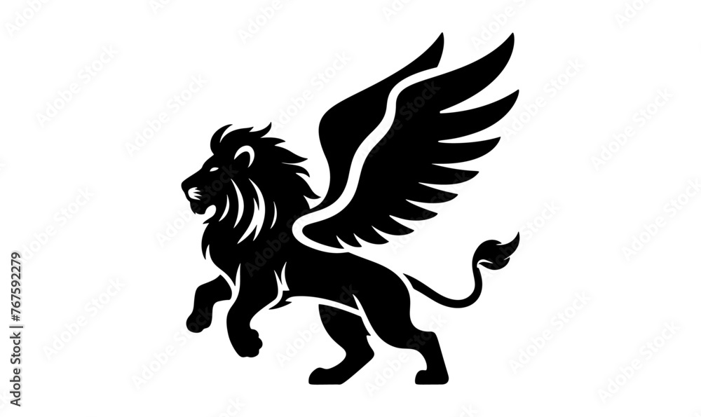 set silhouette illustration of lion wing set silhouette illustration of lion wing
