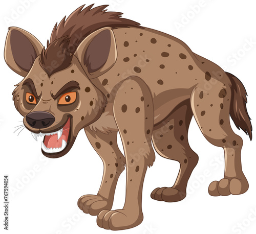 Cartoon hyena snarling with aggressive stance