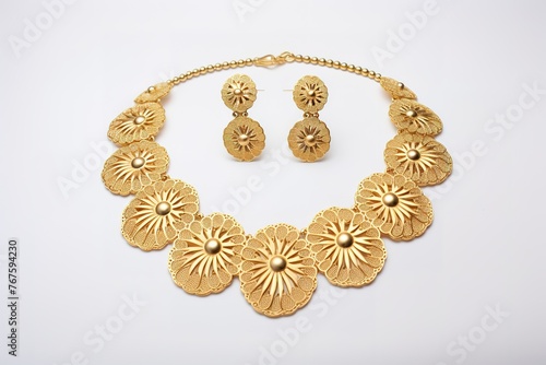 Wedding gold necklace with earrings 