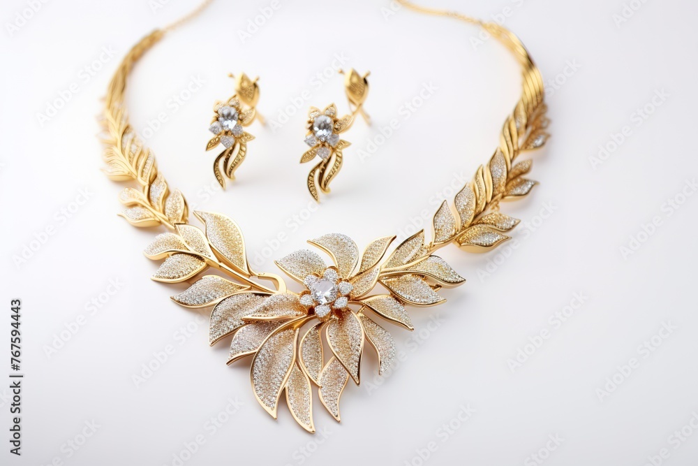 Wedding gold necklace with earrings Wedding gold necklace with earrings