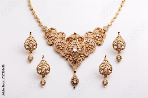 Wedding gold necklace with earrings 