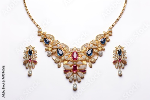 Wedding gold necklace with earrings  photo