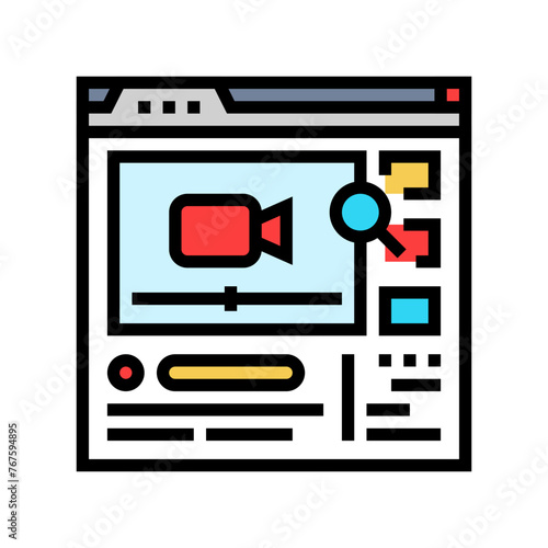 video seo color icon vector. video seo sign. isolated symbol illustration